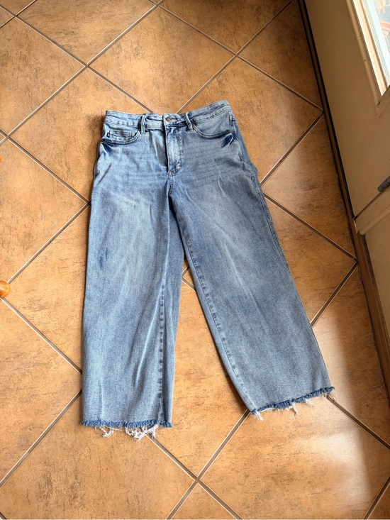 Judy Blue Denim - Judy Blue Light Blue Wide-Leg Frayed Hem Jeans